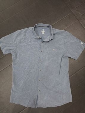 KUHL Optimizer Short Sleeve Button Up Shirt Endless Sea Men's Large